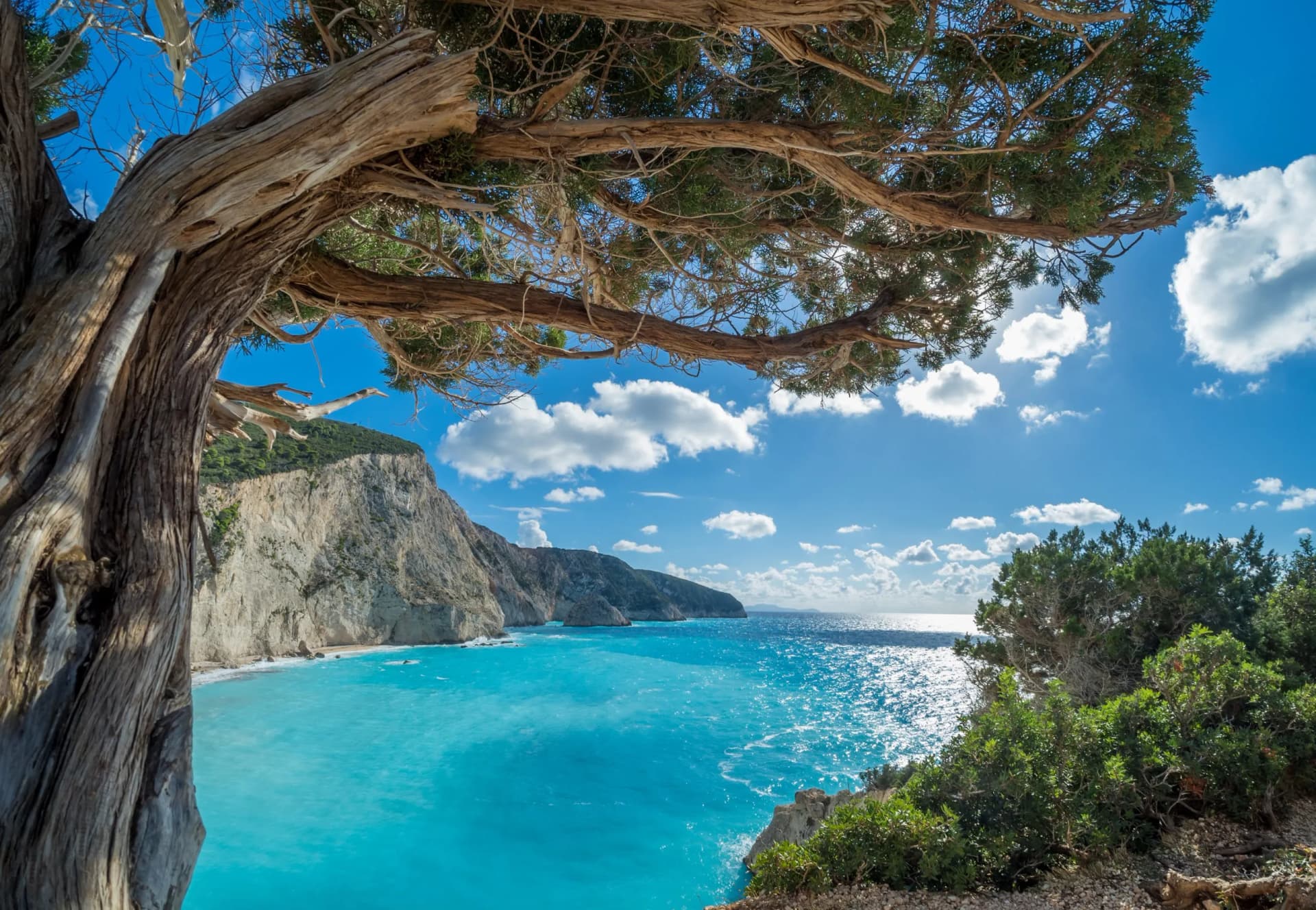 View over Porto Katsiki beach in Lefkas island