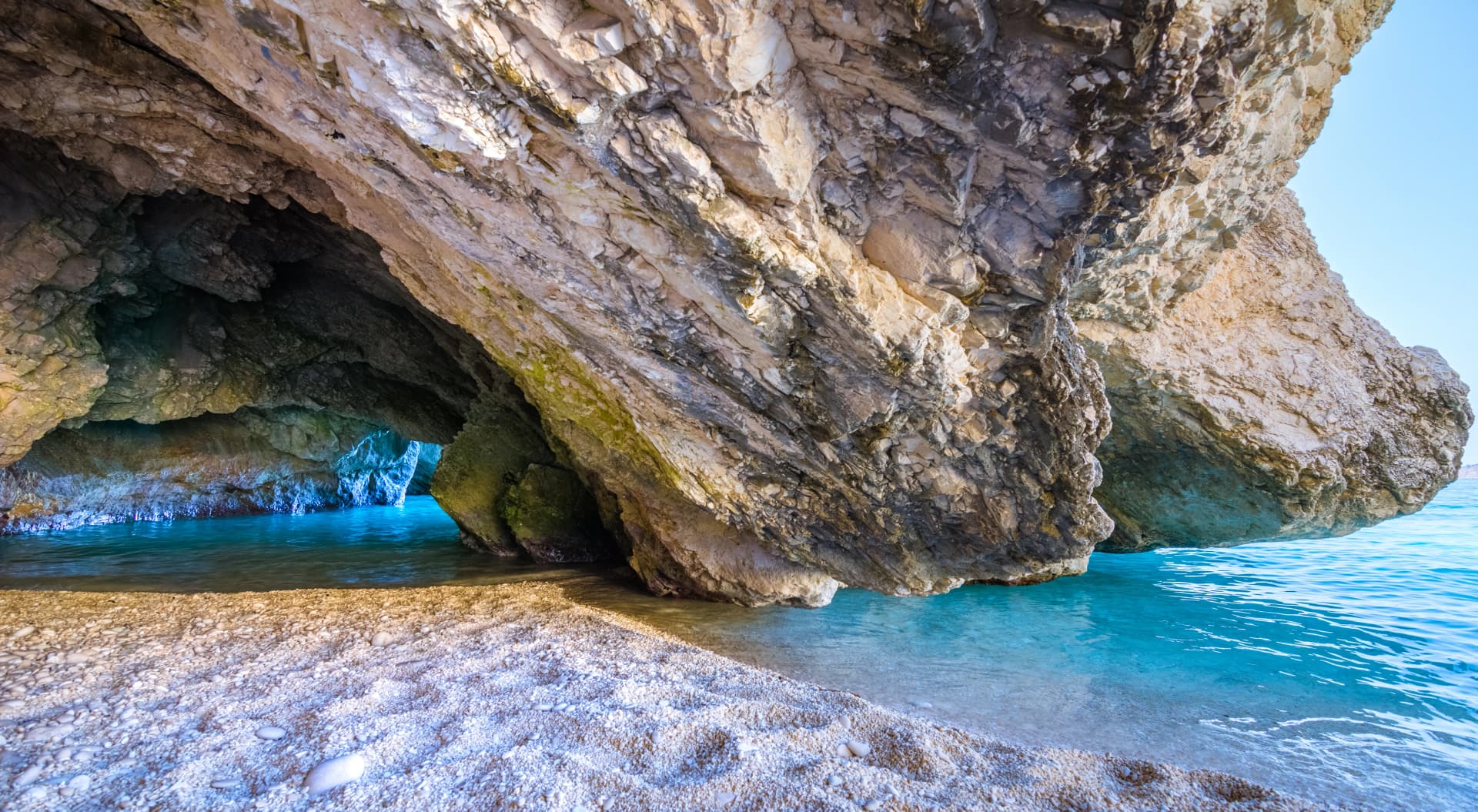 Famous Myrtos beach in Kefalonia island, Greece.