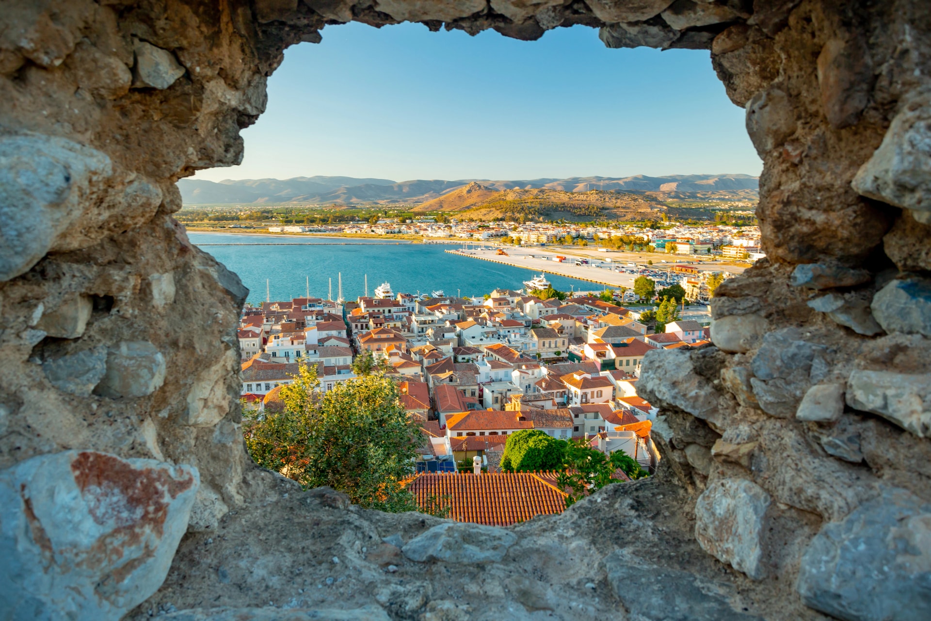 Nafplio, Greece. View over the town from Palamidi Fortress	