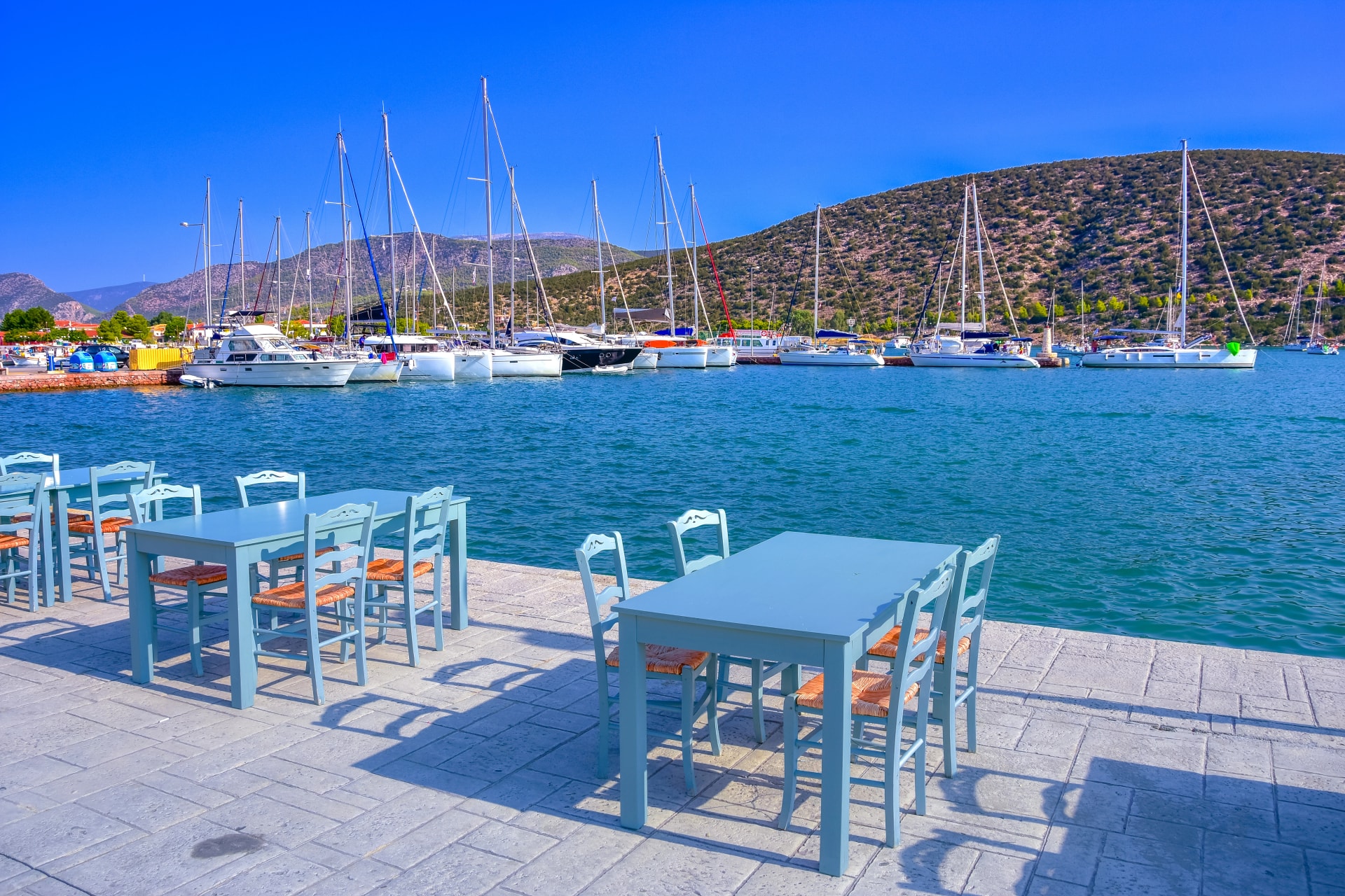 View of the picturesque coastal town of Ermioni, Peloponnese, Greece.